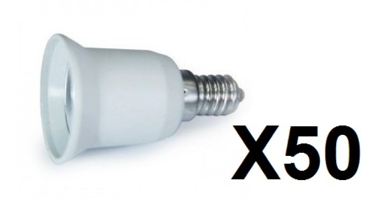 50 E14 adaptador convertidor lámpara portalámparas e27 ha llevado adaptación 220v 12v 24v 48v jr international - 1