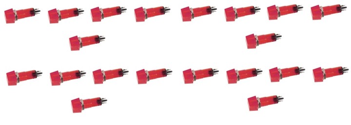 20 X Led quadrat (sehend) 11x11 5mm 220v rot jr international - 1