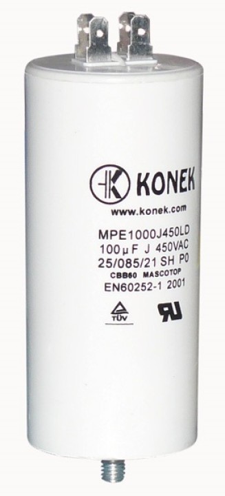 Capacitor 100 mf micro farad 450v 50 60 hz universal motor start capacitor with am terminal w1 11008 jr international - 1
