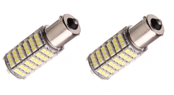 2 x Lampadina 12v 6w 7w LED ba15S 120 auto 3528 1210 smd bianco faro jr international - 1