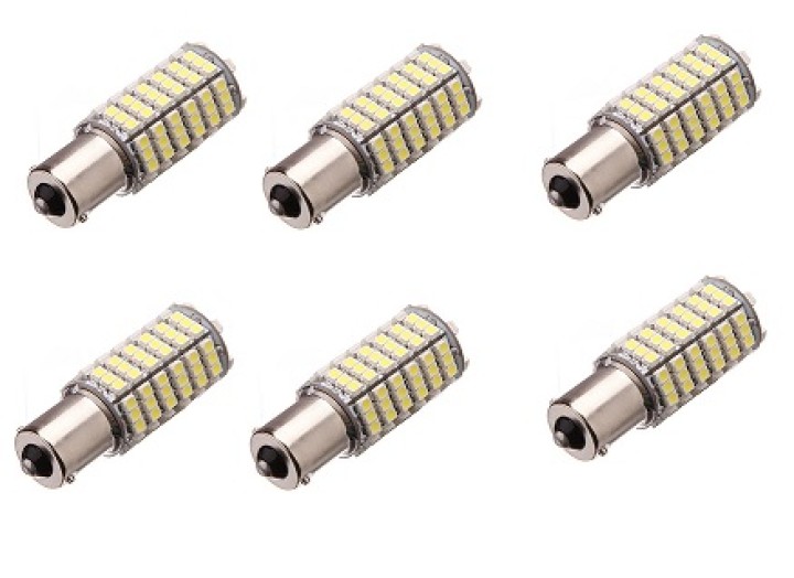 6 x 12v led bulb ba15s 120 6w 7w auto 3528 1210 smd white light beacon jr international - 2