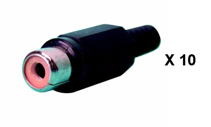 Clavija de conexion rca hembra (las 10 unidades) ca054b conectores para camaras video vigilancia velleman - 1