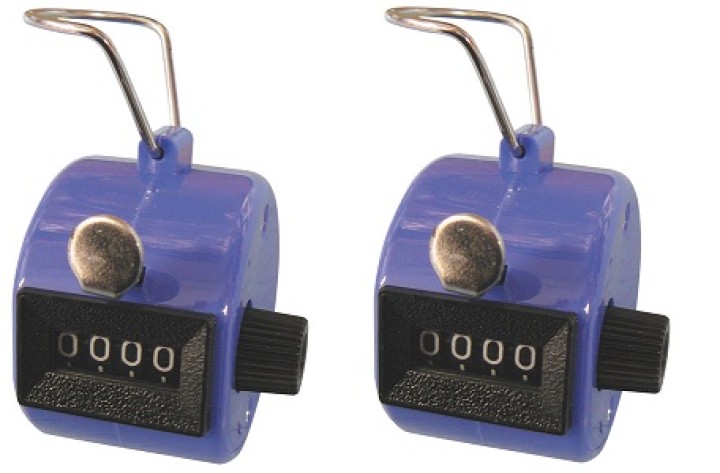 2 X Blue Hand Held Tally Counter 4 Digit Mechanical Palm Clicker Counter jr international - 1