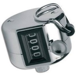 12 Chrome mechanical 4 digit counts 0-9999 hand held manual tally counter clicker golf gogo - 1