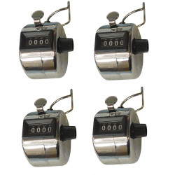 4 Chrome mechanical 4 digit counts 0-9999 hand held manual tally counter clicker golf dcolor - 1