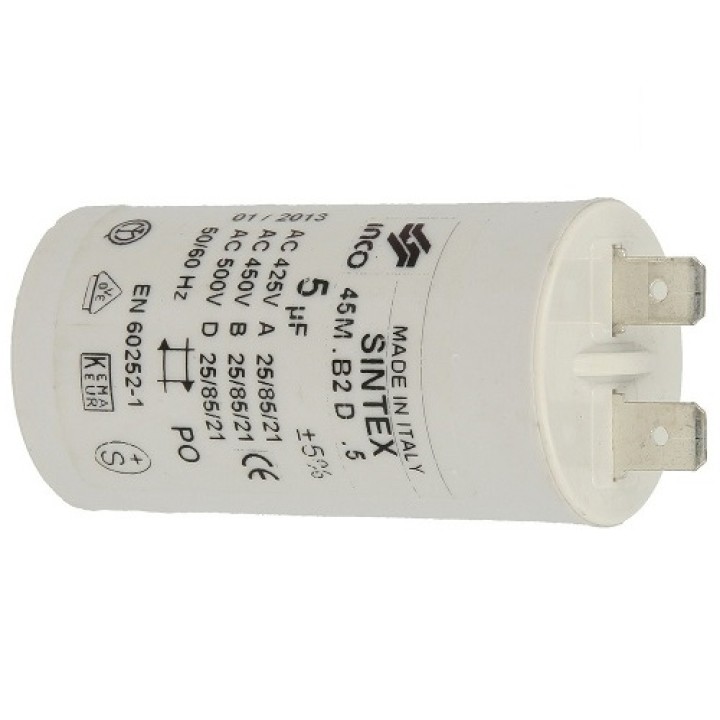 Condensador 5 micro farad 450v 50 60 hz condensador de arranque motor universal a borne w1 11006 fagor - 1