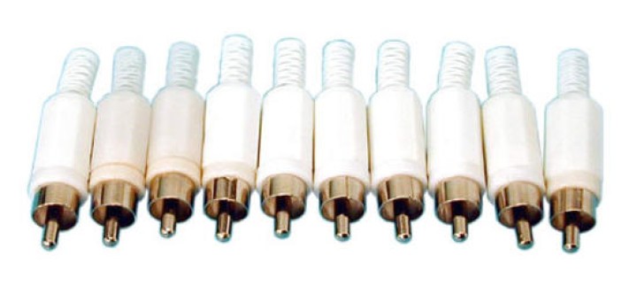 Plug rca male, white (10 items) white rca male plugs plug rca male, white (10 items) white rca male plugs plug rca male, white (