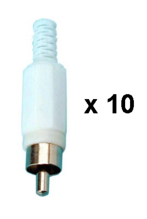 Conector rca macho blanco (10 unidades) clavijas rca machos para camara video vigilancia velleman - 1