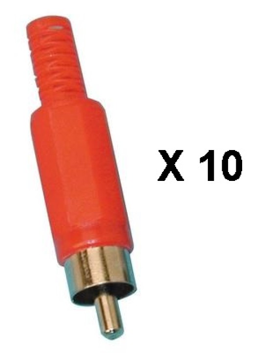 Spina rca maschia rossa (10 pezzi) spina spine prese alimentazione presa elettrica velleman - 1