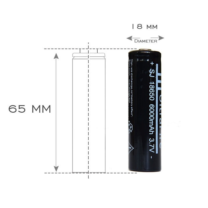 18650 Nero 18650 ricaricabile Li ion 3.7v 6000mAh batteria per la torcia Proiettore jr international - 1