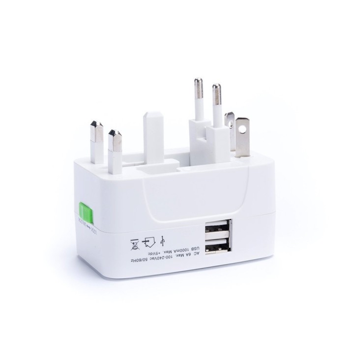 Adattatore 2 USB presa elettrica viaggio 150 paesi europa america usa gran bretagna uk australia jr international - 2