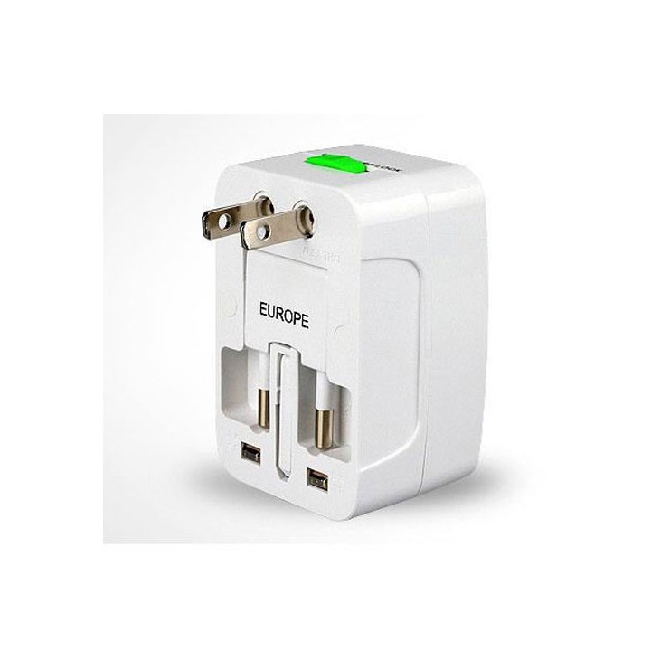 Adattatore 2 USB presa elettrica viaggio 150 paesi europa america usa gran bretagna uk australia jr international - 5