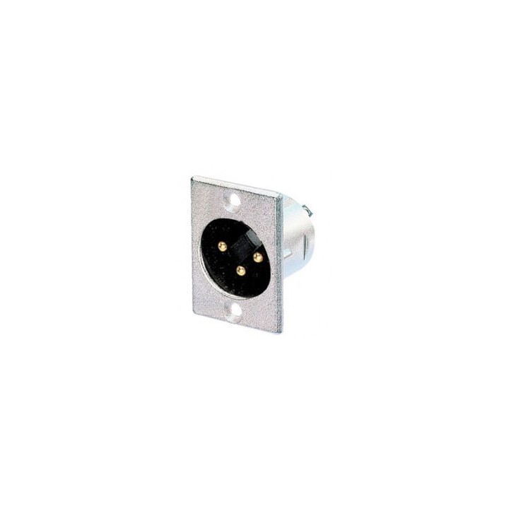 Embase XLR mâle 3 broches standard CONXNC3MP1 alu neutrik sourcing map  - 1