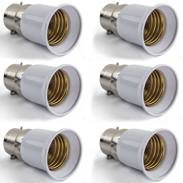 6 X b22 a e27 adattatore convertitore portalampada lampada led 12v 24v 48v 220v presa di adattamento jr international - 1