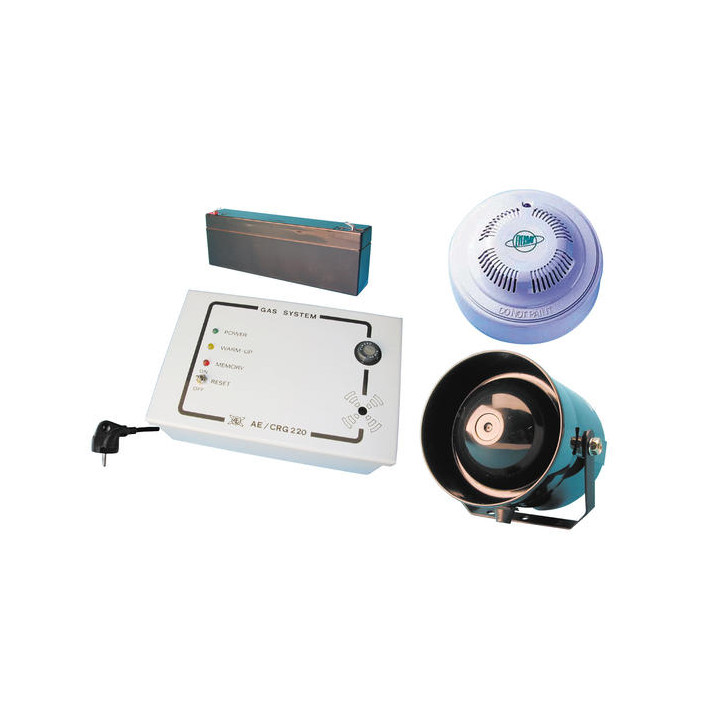 Gasmelder set butan propangas wasserstoffgas chlorgas batterie + co2 + sirene velleman - 1