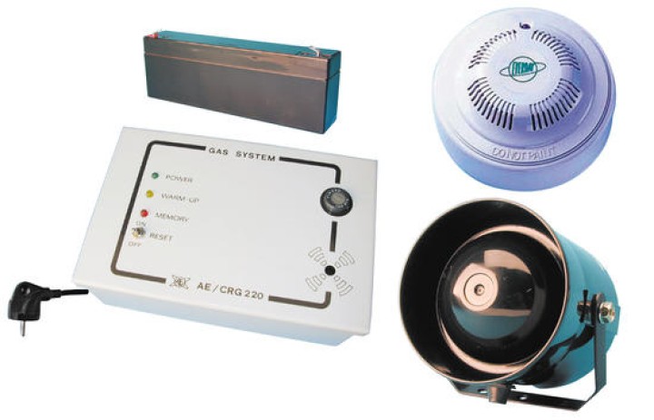 Gasmelder set butan propangas wasserstoffgas chlorgas batterie + co2 + sirene velleman - 1
