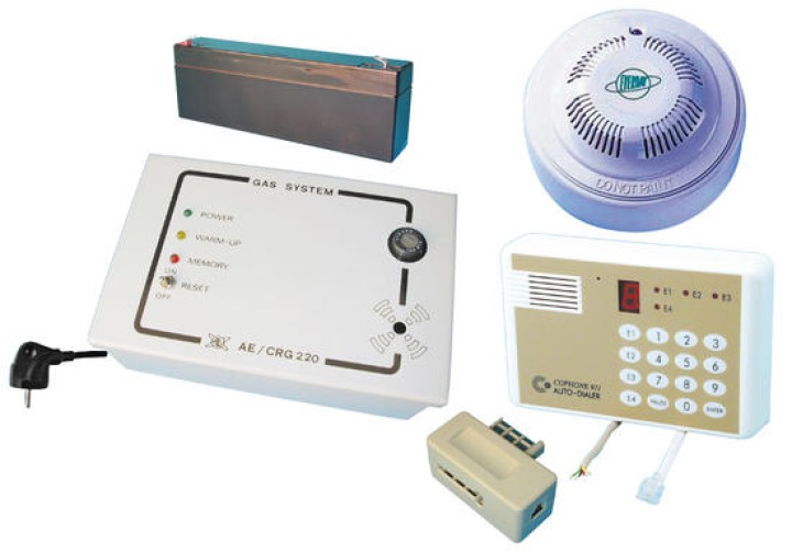 Gasmelder set butan propangas wasserstoffgas chlorgas batterie + co2 + telefonwahlgerat velleman - 1