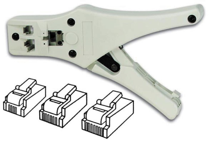 Pinza para clavija de conexion rj094p4c, rj11 6p4c, rj12 6p6c, rj45 8p 8c velleman - 1