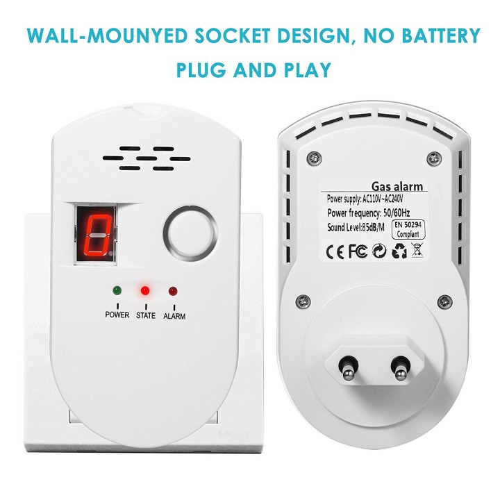 Detector de gas combustible con alarma 220v gpl, gaz natural y gaz konig - 1