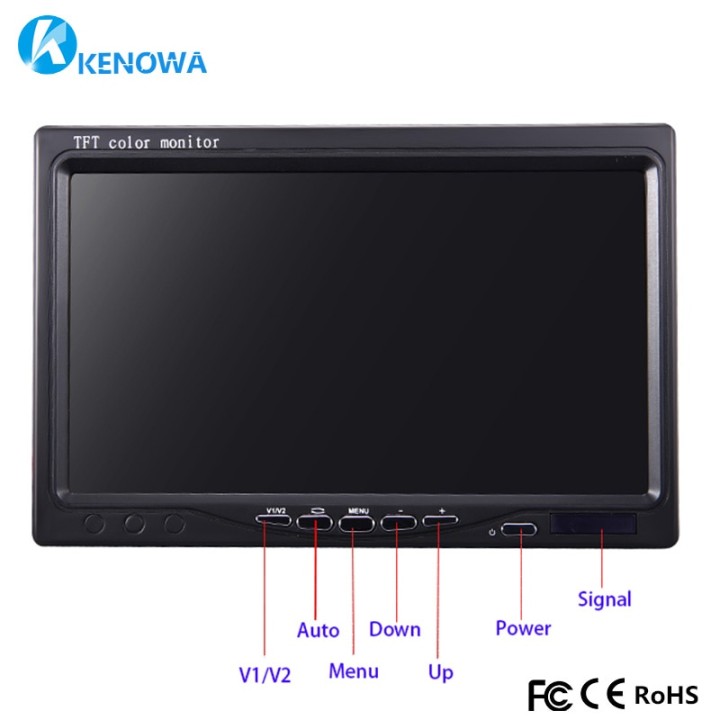 Monitore colore 7'' 18cm audio tft lcd (12vcc) + telecomando schermo sistema videosorveglianza jr international - 2