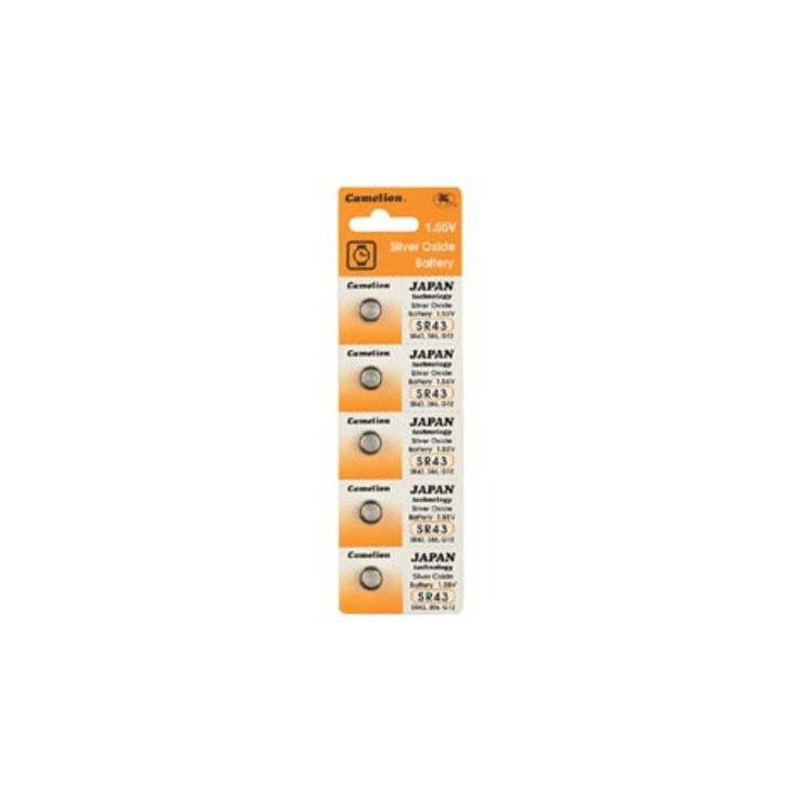 Pila bottone per orologio 1.55v 105mah(5 pezzi)v386c v301 sr43 d386 386 sr43w g12 pile orologio sr43 velleman - 1