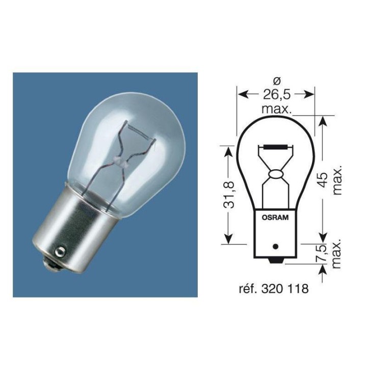 Lampadina elettrica illuminazione 12v 21w b15 ba 12v 21w ba15s gm12a br, br gmg12a sylvania - 2