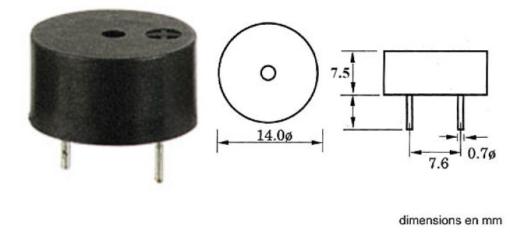 Zumbador subminiatura 3 16vdc 8ma tipo ci velleman - 2