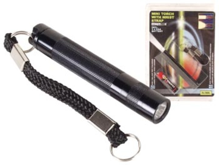 Mini torcia con correggia p15v zl08bl torcia tascabile miniatura con gancio sicurezza notturna luce velleman - 1