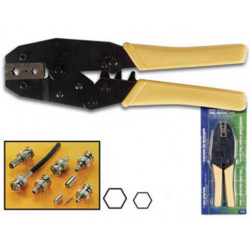 Coax crimping tool ratchet type