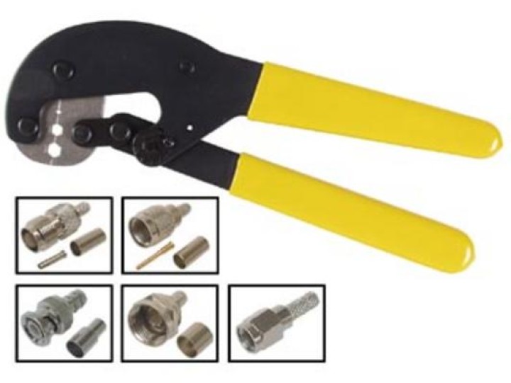 Pinza serraspinotto 9'' connettore spina f bnc incastona cavi bnc tnc uhf sma 59 62 140 210 55 58 belden velleman - 1
