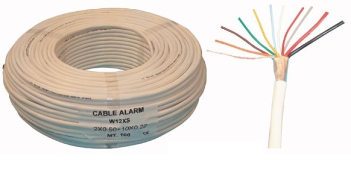 Sheathed flexible cable specially for alarm, 10x0.22 + 2x0.50 ø6mm, white, 100m phone cable fire alarm cable signal cable sheath