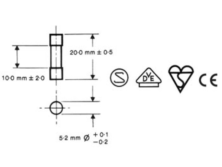 Sicherung 5 x 20mm trage 0.63a (10 st. box) velleman - 1