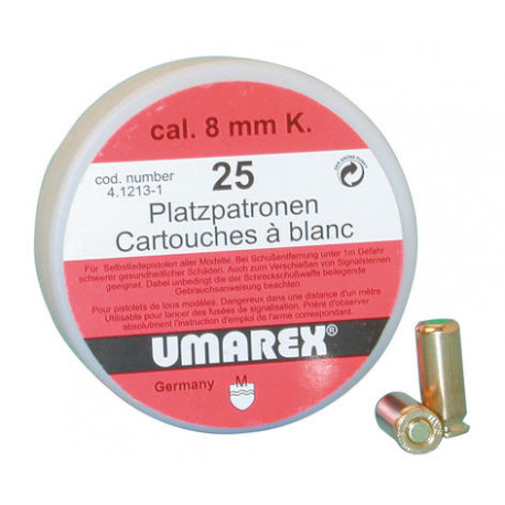 Cartridges 25 pieces 380 8mm umarex for blank wheapon for revolver colt45 self defence jr international - 1
