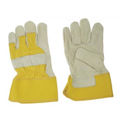 Guantes de trabajo de piel amarillo cuero xl trabajos afuera proteccion manos perel - 1