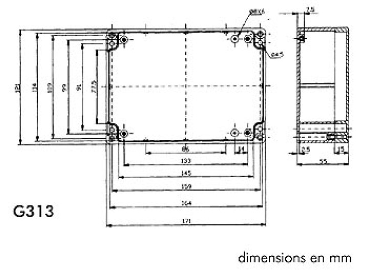 Caja impermeable en abs gris oscurro 171*121*55 mm caja de protection del material jr  international - 2
