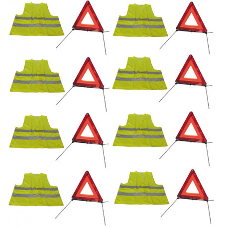 Kit seguridad carretera 8 triangulos señalamiento r27 en11 + 8 jr international - 1