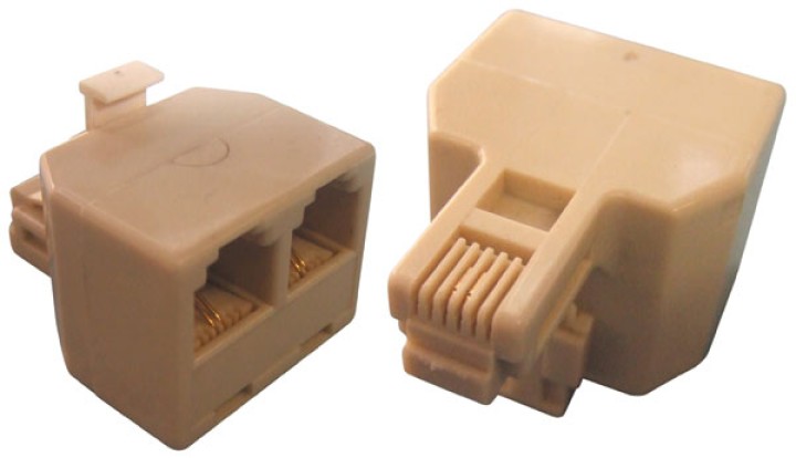 Adaptater telephone rj12 male 2 rj12 female 6p2c jr international - 1
