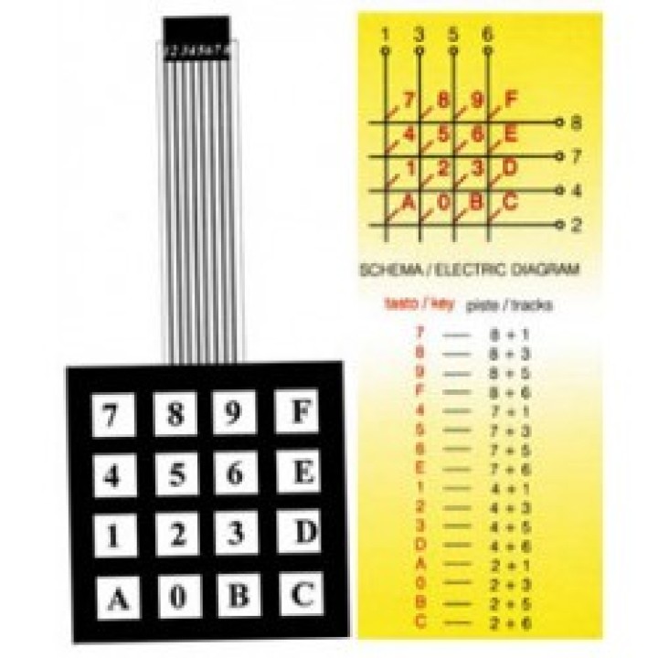 Weichtastatur 16 tasten anschliesser 8 punkte (2.54mm) cen - 1