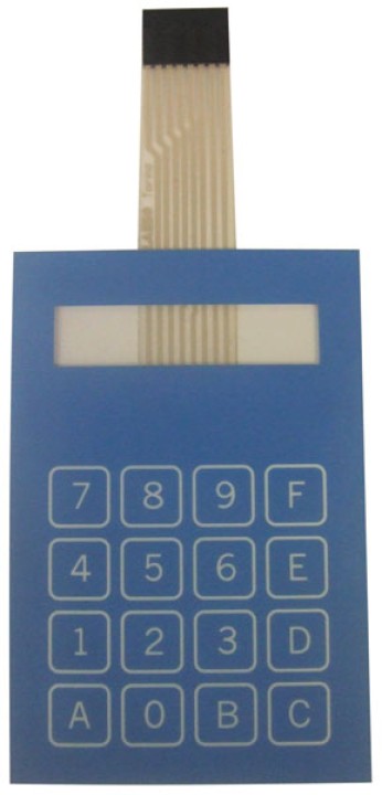 Weichtastatur 16 tasten mit fenster anschliesser 8 punkte (2.54mm) cen - 2