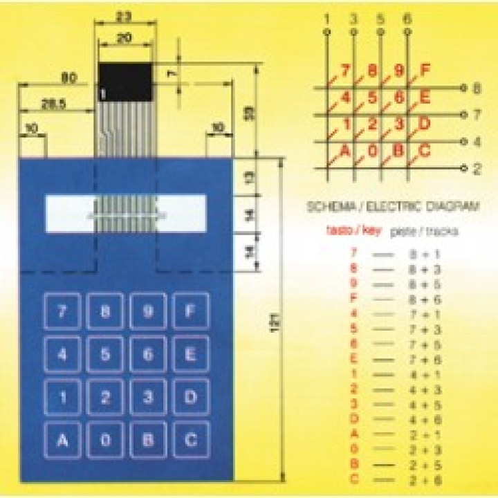 16 keys soft keyboard window with 8-pin connector (2.54mm) coclaslp16f16 cen - 1