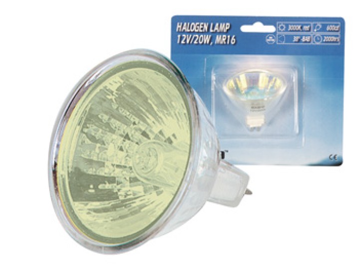 Bombilla halogena, 20w 12v, color amarillo, mr16 jr  international - 1