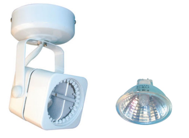 Electric lighting low voltage spot light support, 220/12vac transformer 220/12 + bulb mr16 50w 12v dichroic jr international - 1