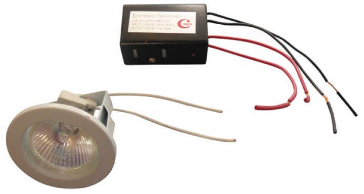 Light low voltage recessed adjustable mr16 dichroic lamp + + d50v transformer 220 12v jr international - 1