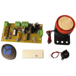 Mini central alarm with remote detection of shock and siren