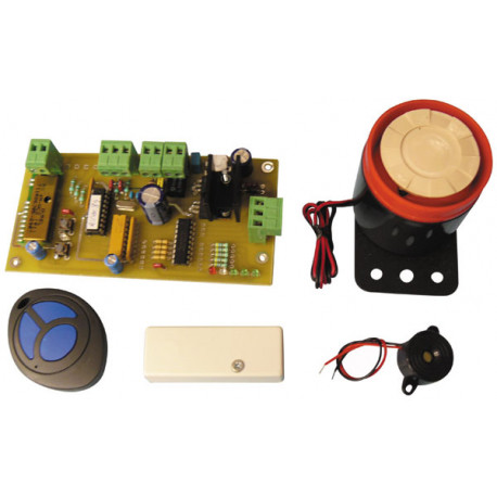 Mini central alarma para detección de choque con telemando y sirena jr international - 1