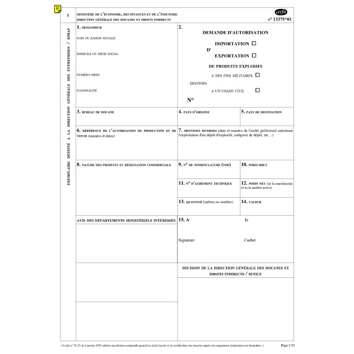 Autorisation certificat for exportation of explosive products for civilian use jr international - 1