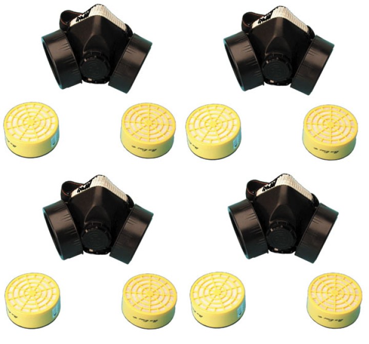 4 gas mask covid-19 coronavirus + 8 cartridge for chemical risks for mg  virus flu china jr international - 1
