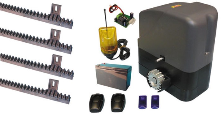 Complete automatism kit for sliding gate 400kg 12v speed remote control 433mhz slidekit02 jr international - 1