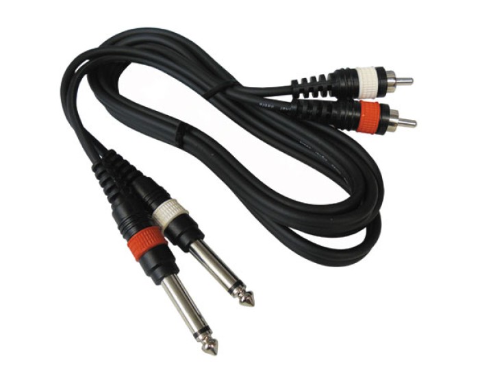 Cord 2 male mono jack 6.35 / 2 rca male cen - 1