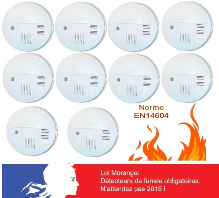 Pack 10 detector humo electronico 9vcc o 220vca buzzer alarma detector alarma electronico incendio jr international - 1